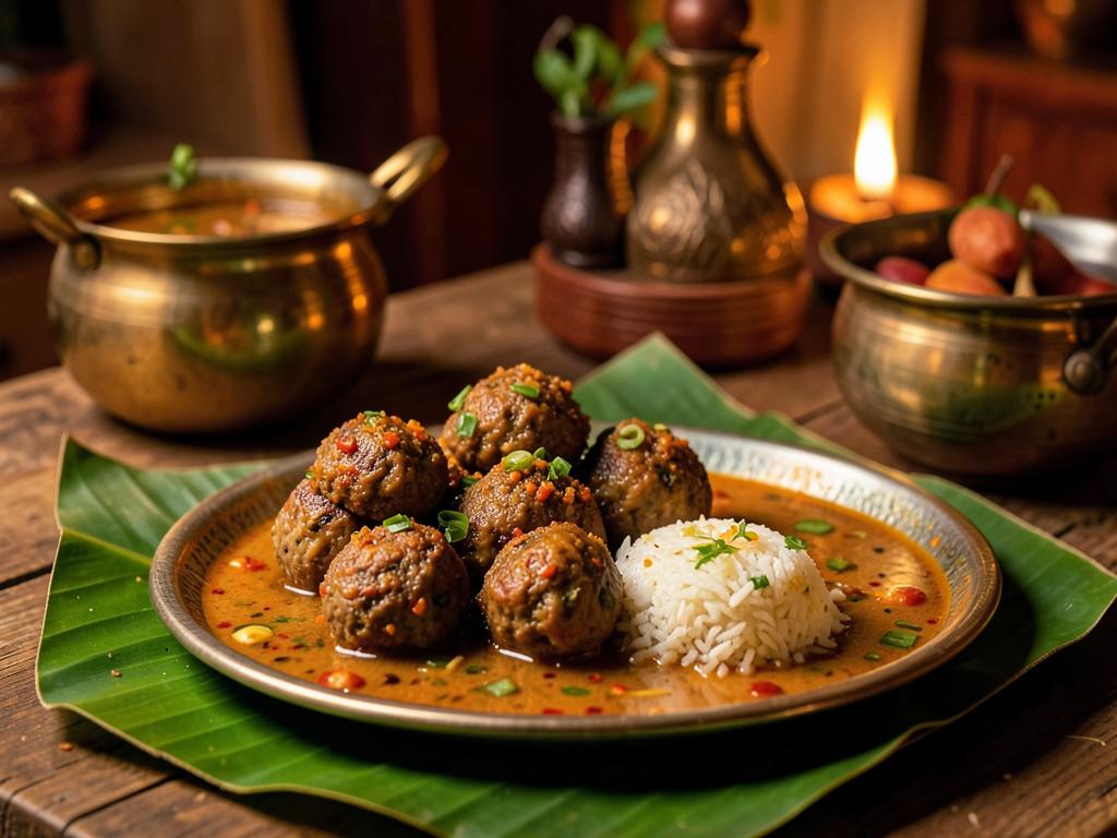 Mutton Kola Urundai & Pepper Rasam